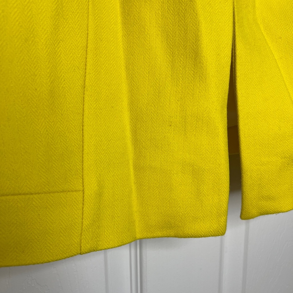 💛 J. Crew Canary Yellow Herringbone Cropped Open Front Jacket - Size 12 - Picture 4 of 5